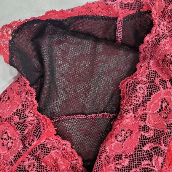 French Affair Floral Pink Lace Push-up Bodysuit Lingerie  Sz Large - Picture 14 of 16